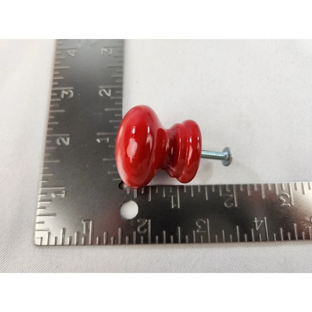 8 Wooden RED Drawer Pulls Dresser Drawer Cabinet Knobs Vintage Handle Painted